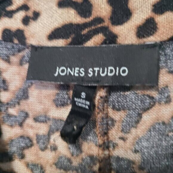 Jones Studio Leopard Animal Print Cheetah 3/4 Sleeve Midi Wrap Dress Size Small - Picture 4 of 10